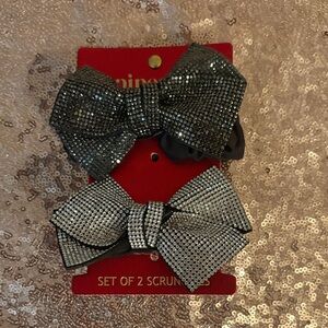 NWT set of 2 sparkly rhinestone bow scrunchies, hand-made. Piper K brand.